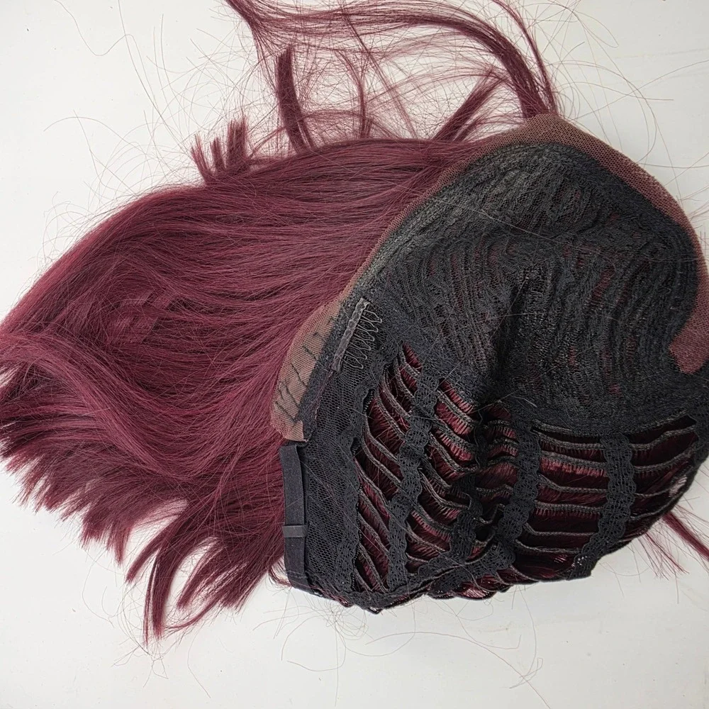 Bobbi Boss Premium Synthetic Lace Front Wig Burgundy Wine Red Short Layered Bob